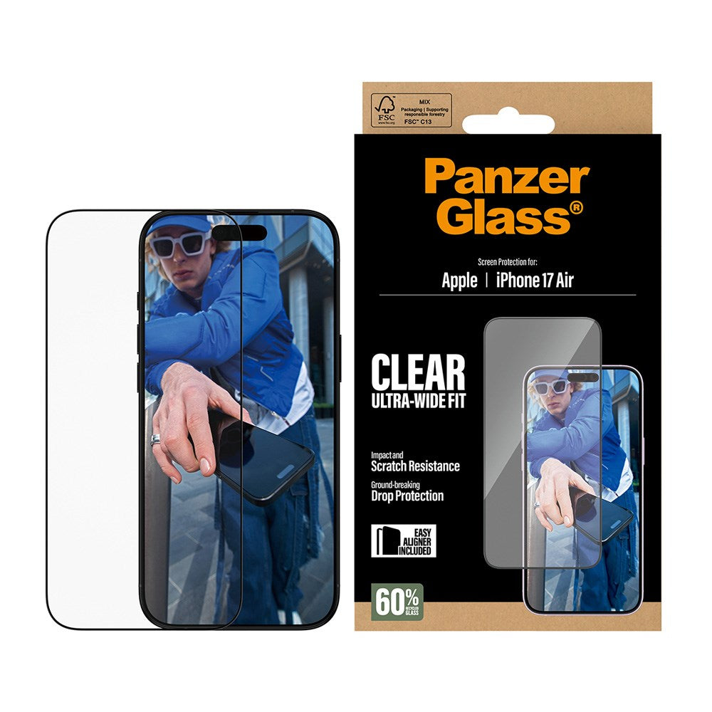 PanzerGlass iPhone Air Hærdet Beskyttelsesglas inkl. EasyAligner - Ultra Wide Fit - Gennemsigtig