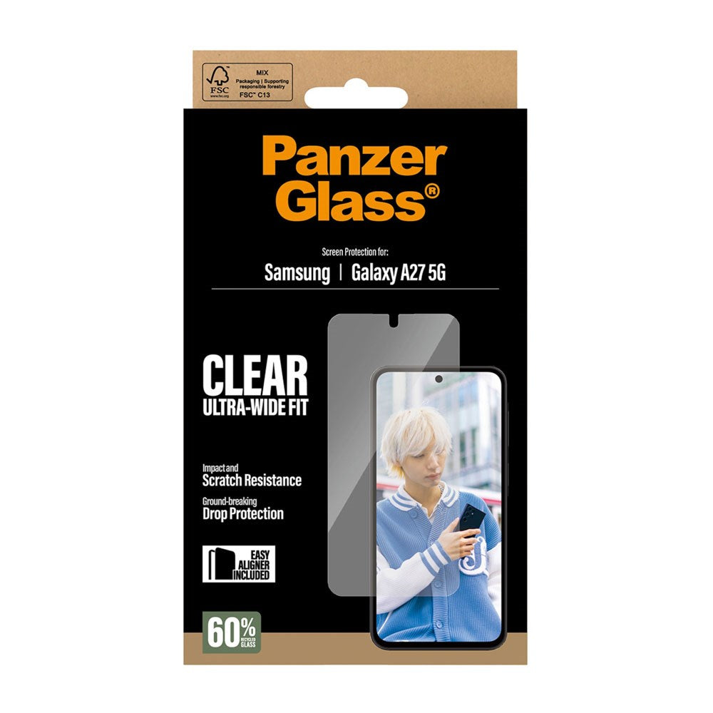 Samsung Galaxy A27 PanzerGlass Hærdet Beskyttelsesglas - Ultra Wide Fit m. EasyAligner - Gennemsigtig
