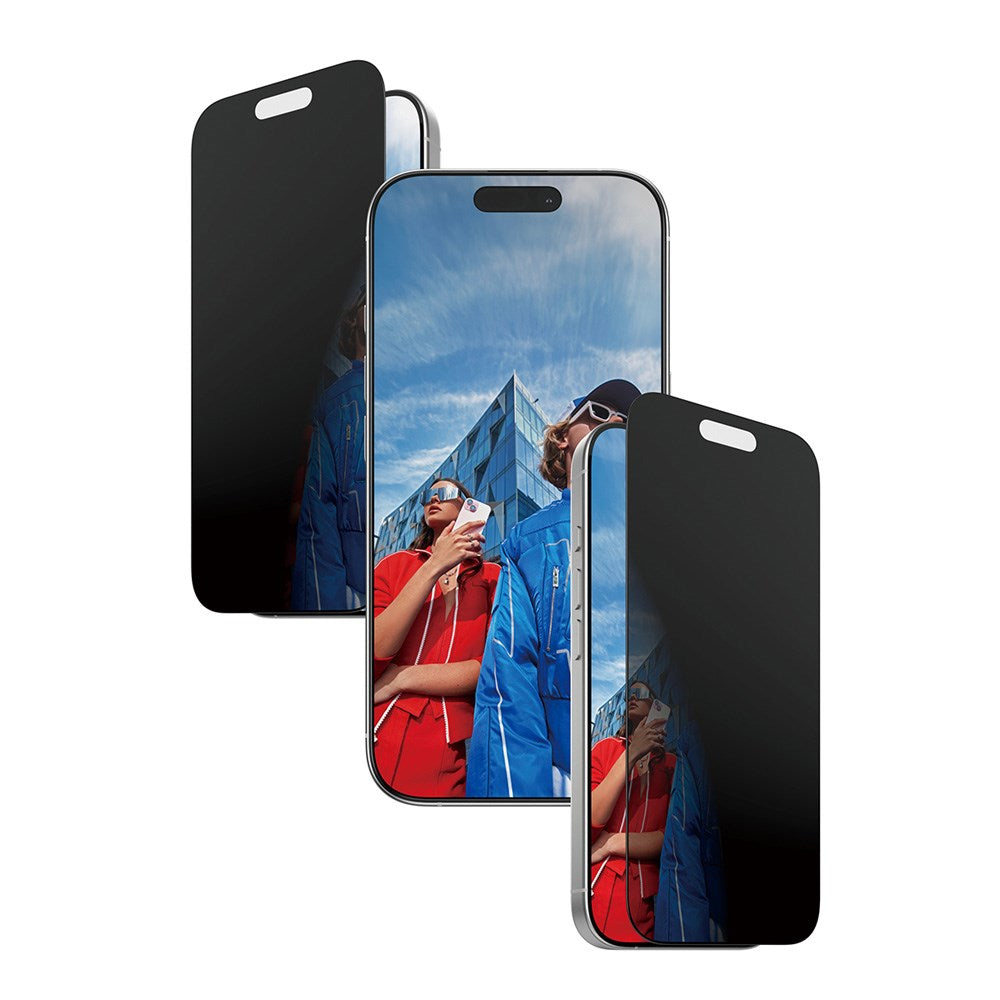 iPhone 17 / 16 Pro PanzerGlass 2-Way Privacy Skærmbeskyttelsesglas - Ultra-Wide Fit - Gennemsigtig