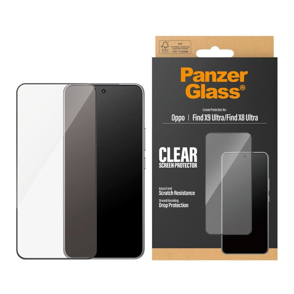 OPPO Find X9 Ultra PanzerGlass Hærdet Beskyttelsesglas - Ultra Wide Fit m. EasyAligner - Gennemsigtig