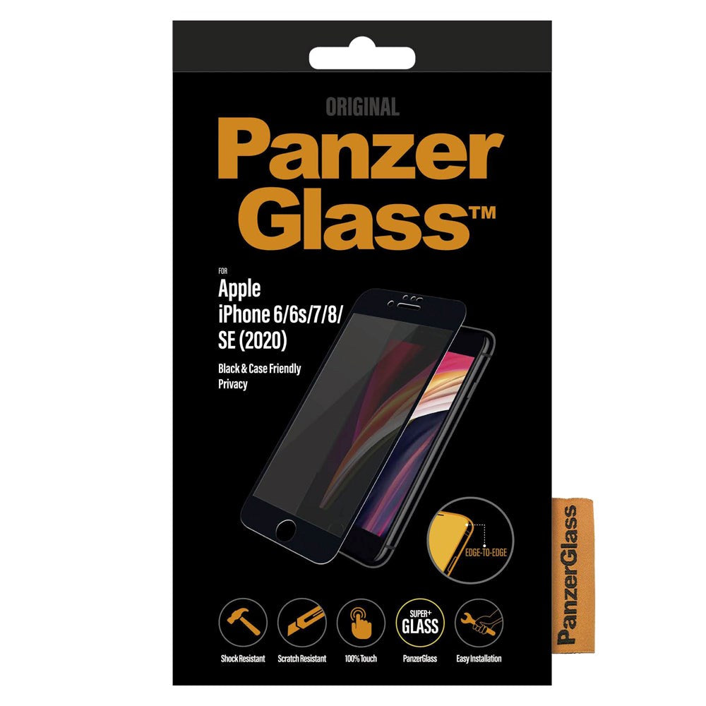 iPhone SE (2022 / 2020) / 8 / 7 / 6 / 6s PanzerGlass Case Friendly Skærmbeskyttelse - Privacy - Sort