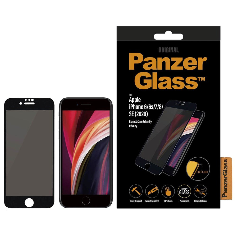 iPhone SE (2022 / 2020) / 8 / 7 / 6 / 6s PanzerGlass Case Friendly Skærmbeskyttelse - Privacy - Sort