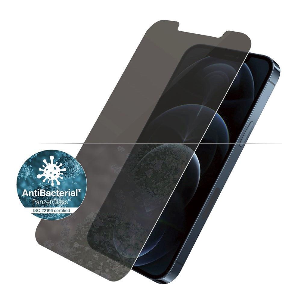 PanzerGlass iPhone 12 Pro Max AntiBacterial Standard Fit Skærmbeskyttelse - Privacy Glass - Gennemsigtig