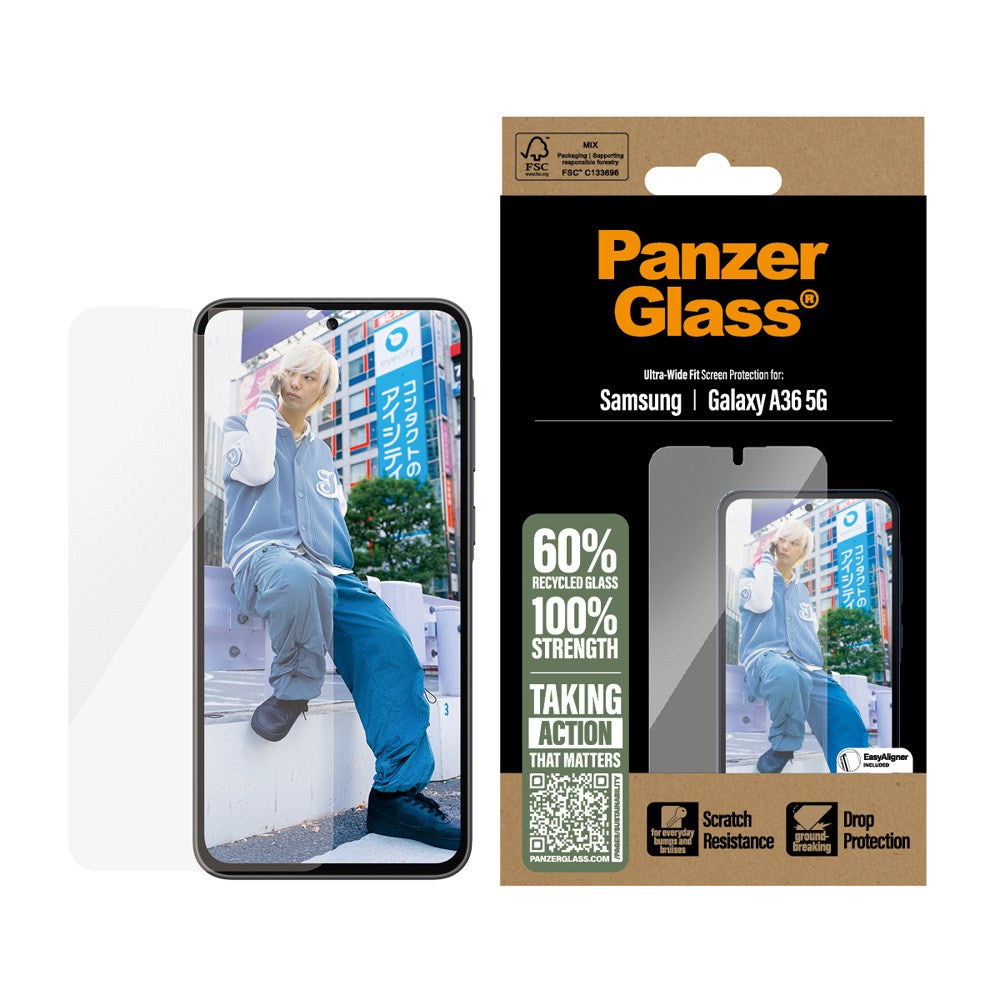 Samsung Galaxy A36 (5G) PanzerGlass Ultra Wide Fit Beskyttelsesglas m. EasyAligner - Gennemsigtig