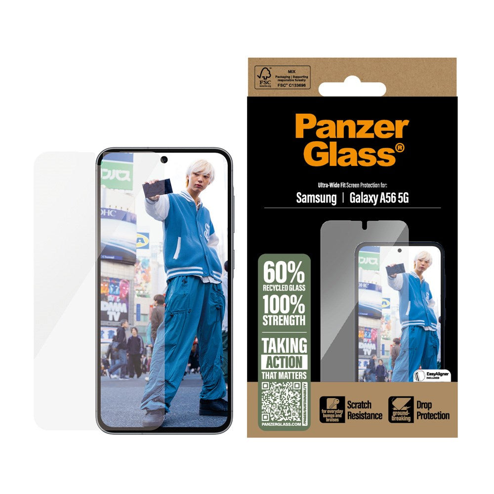 Samsung Galaxy A56 (5G) PanzerGlass Ultra Wide Fit Beskyttelsesglas m. EasyAligner - Gennemsigtig