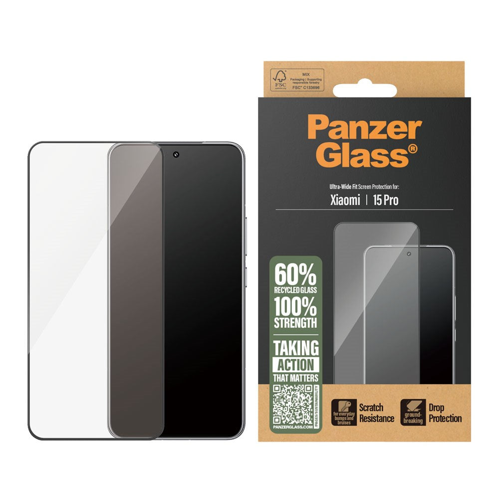 PanzerGlass® Skærmbeskytter til Xiaomi 15 Pro - Ultra-Wide Beskyttelse - Inkl. EasyAligner - Gennemsigtig - (DEMO)