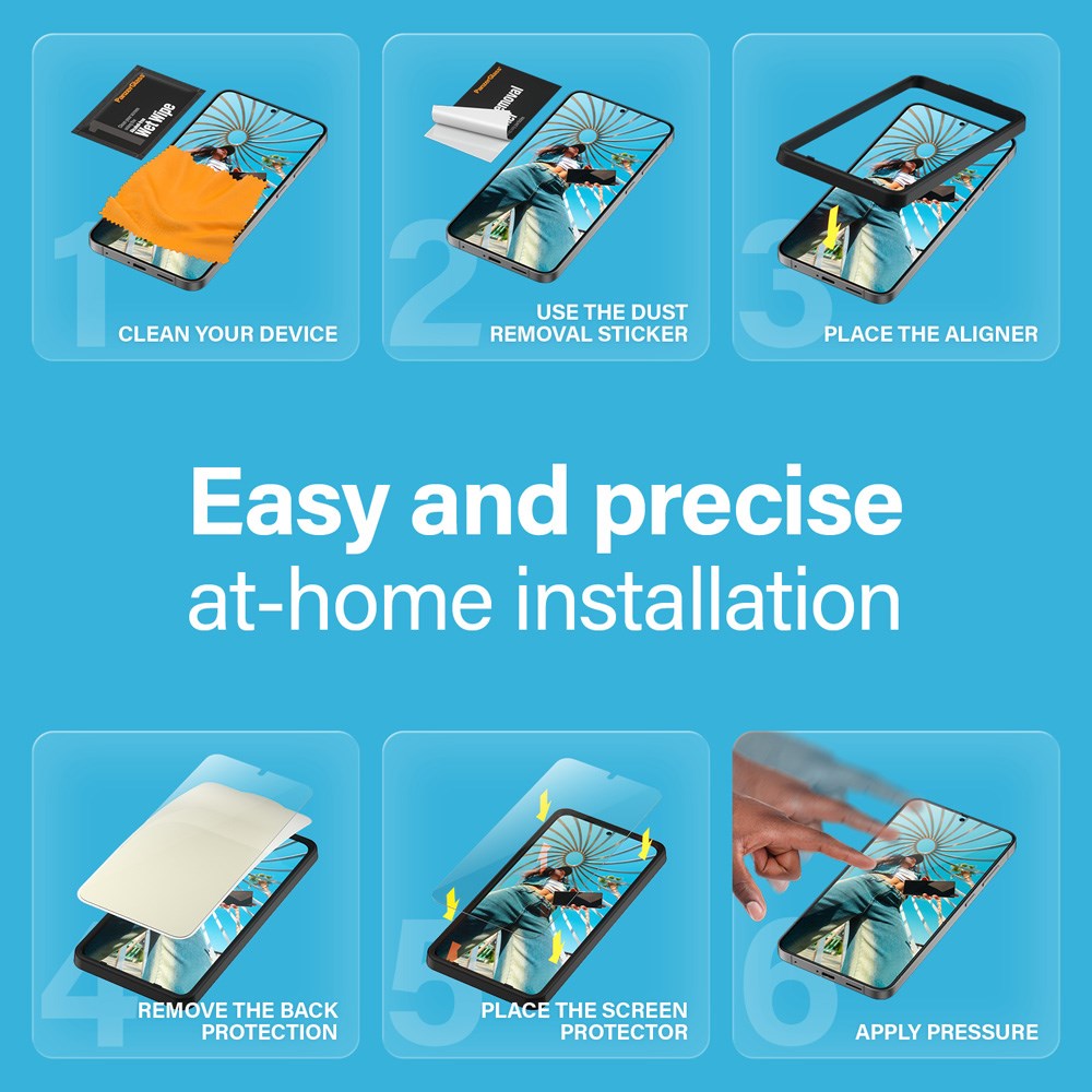 Samsung Galaxy S25 PanzerGlass All-in-One Skærmbeskyttelse Ultra Wide Fit m. Easy Aligner - Gennemsigtig