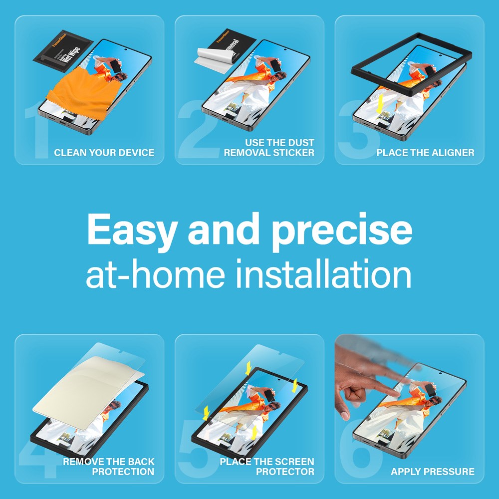 Samsung Galaxy S25 Ultra PanzerGlass All-in-One Skærmbeskyttelse Ultra Wide Fit m. Easy Aligner - Gennemsigtig