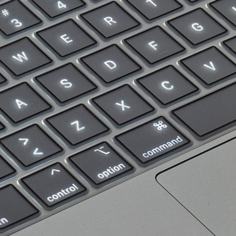 Philbert MacBook Pro 14" / 16" M5-M1 (2026-2021) Keyboard Silikone Cover m. Dansk Tastatur - Transparent / Black