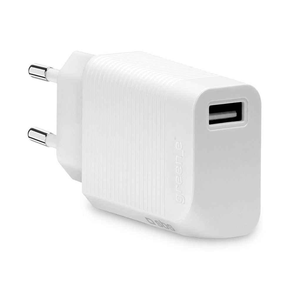 SBS x GREEN_E Vægoplader 18W USB-A m. Genbrugssæt - Hvid