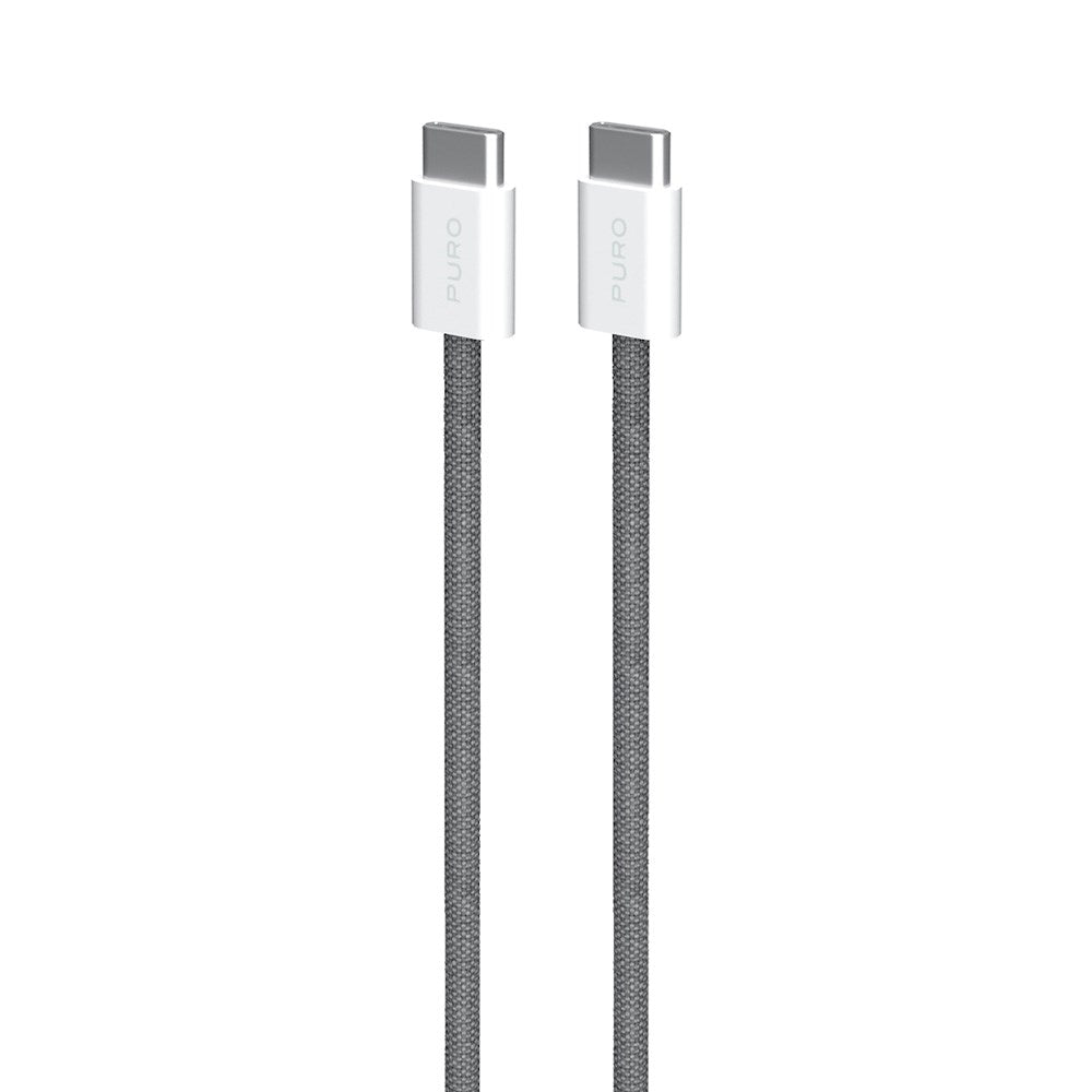 Flettet Puro USB-C Kabel – 1.5m, 60W Power Delivery, 480Mbps - Grå