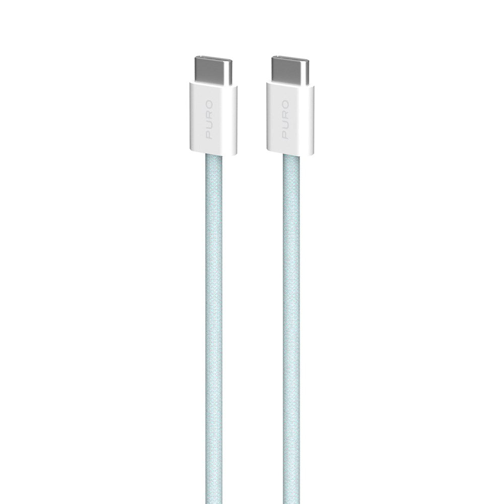 Flettet Puro USB-C Kabel – 1.5m, 60W Power Delivery, 480Mbps - Lyseblå