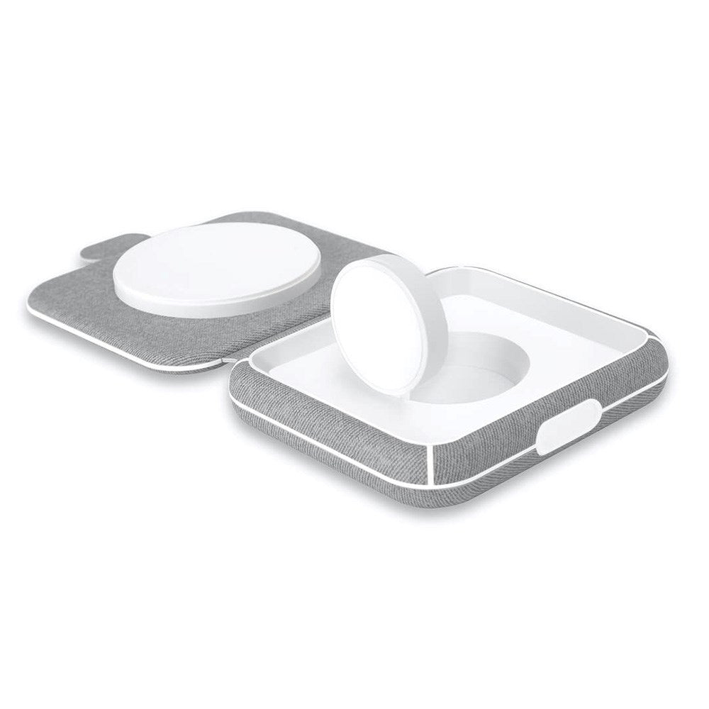 Puro Bærbar 2-in-1 Trådløs Opladningsstation til Apple Watch USB-C - MagSafe Kompatibel - Grå / Hvid
