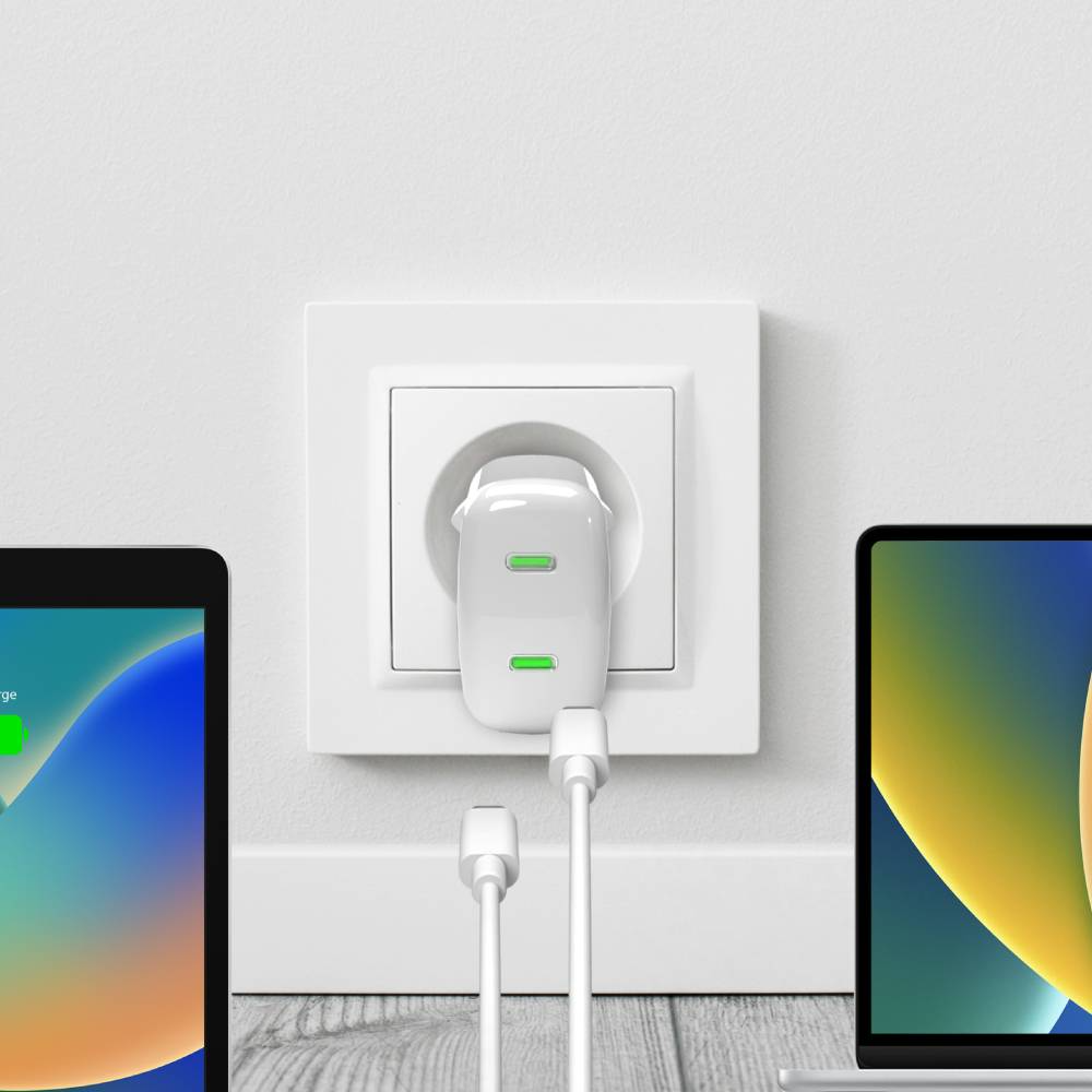 Puro Dobbelt USB-C Oplader 35W - GaN Teknologi - Elegant Hvid Finish