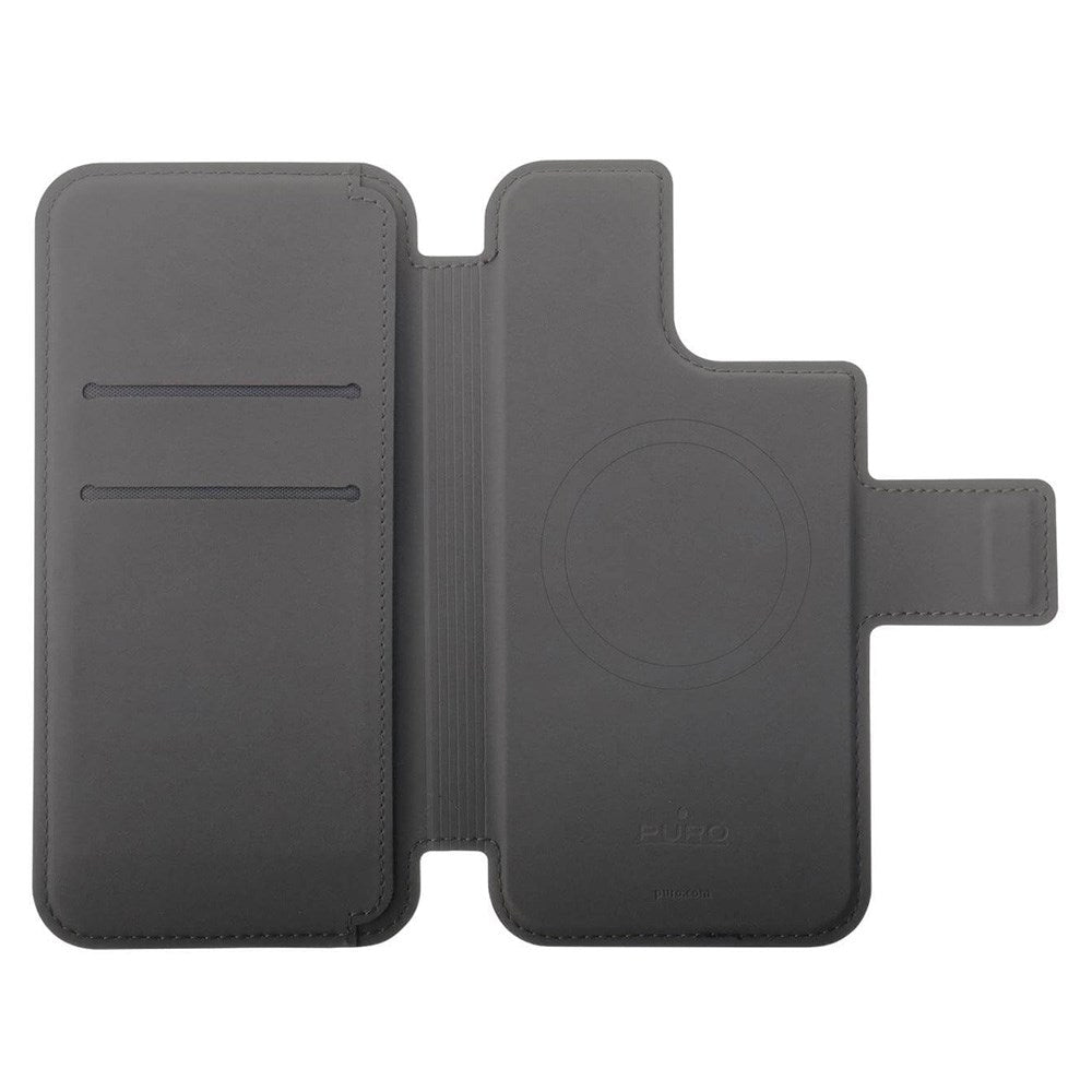 iPhone 12 / 12 Pro / 13 / 14 / 15 Puro Wallet Magnetic Folio Flip Cover - MagSafe Kompatibel - Sort
