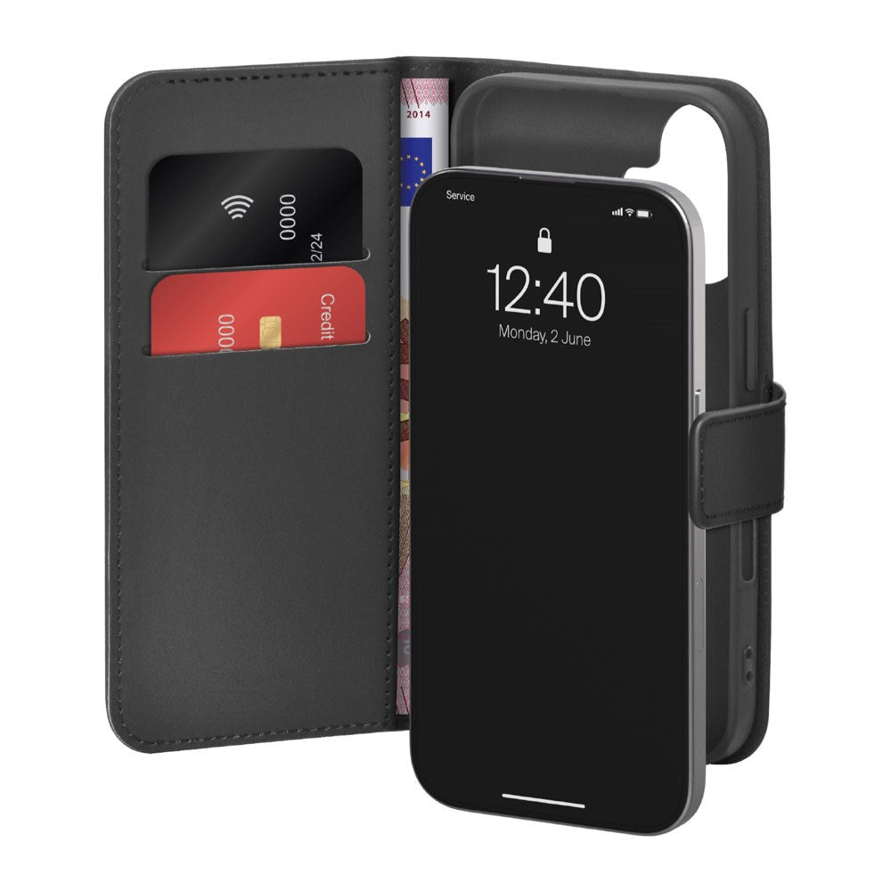 PURO iPhone 17 Eco-Leather Flip Cover m. Pung & Stander - Sort