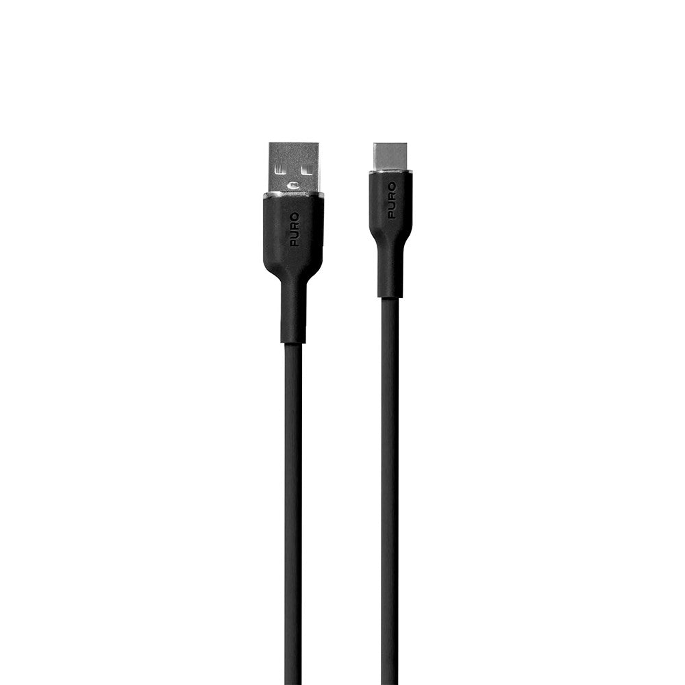 USB-A til USB-C Kabel - PURO Soft 1.5m - Sort