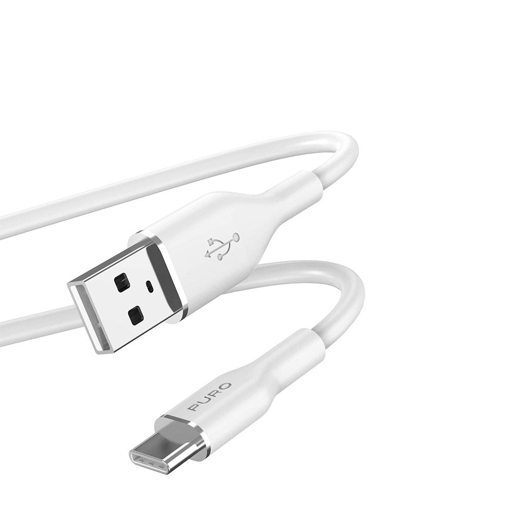 USB-A til USB-C Kabel - PURO Soft 1.5m - Hvid
