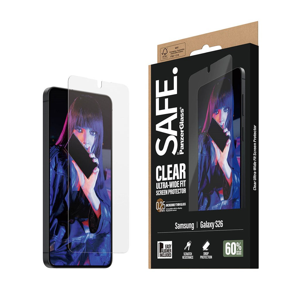 Samsung Galaxy S26 - SAFE by PanzerGlass Ultra-Wide Fit - Skærmbeskyttelse - Gennemsigtig