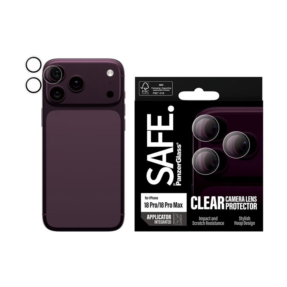 Safe By PanzerGlass iPhone 18 Pro / Pro Max Kameralinsebeskyttelse Genanvendt Glas - Gennemsigtig