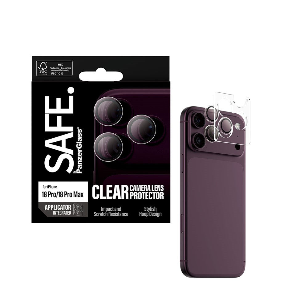 Safe By PanzerGlass iPhone 18 Pro / Pro Max Kameralinsebeskyttelse Genanvendt Glas - Gennemsigtig
