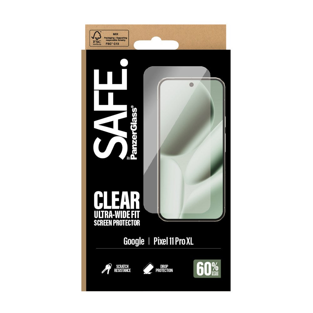 Google Pixel 11 Pro XL - SAFE by PanzerGlass Ultra-Wide Fit m. EasyAligner - Skærmbeskyttelse - Gennemsigtig
