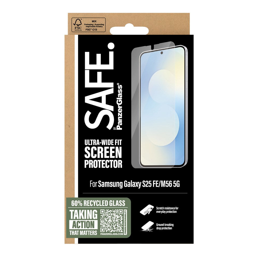 Samsung Galaxy S25 FE SAFE by PanzerGlass Beskyttelsesglas - Ultra-Wide Fit - Gennemsigtig