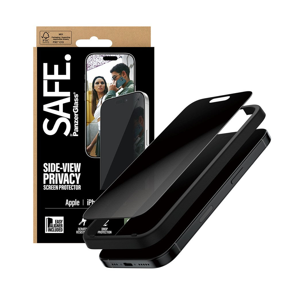 SAFE by PanzerGlass - iPhone 17 / 16 Pro - Ultra-Wide Fit Skærmbeskyttelse - Privacy Funktion - Gennemsigtig