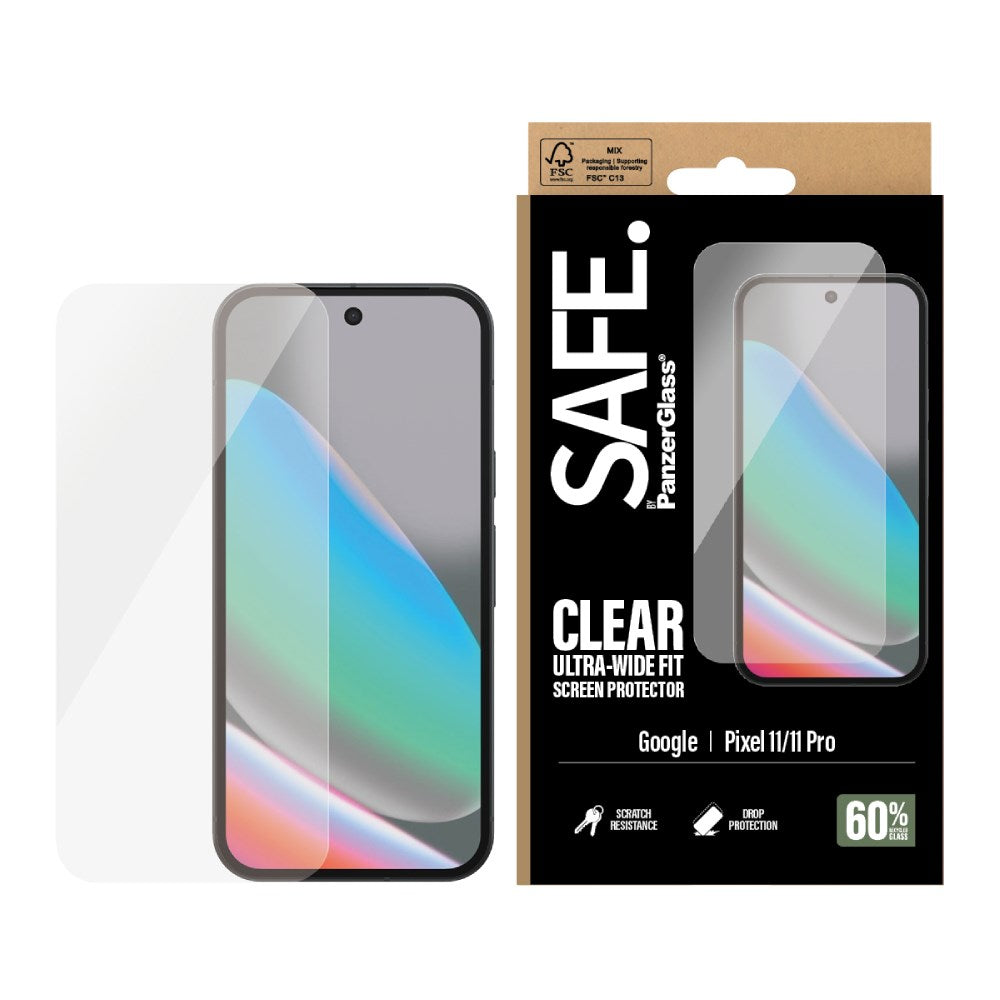Google Pixel 11 / 11 Pro - SAFE by PanzerGlass Ultra-Wide Fit m. EasyAligner - Skærmbeskyttelse - Gennemsigtig