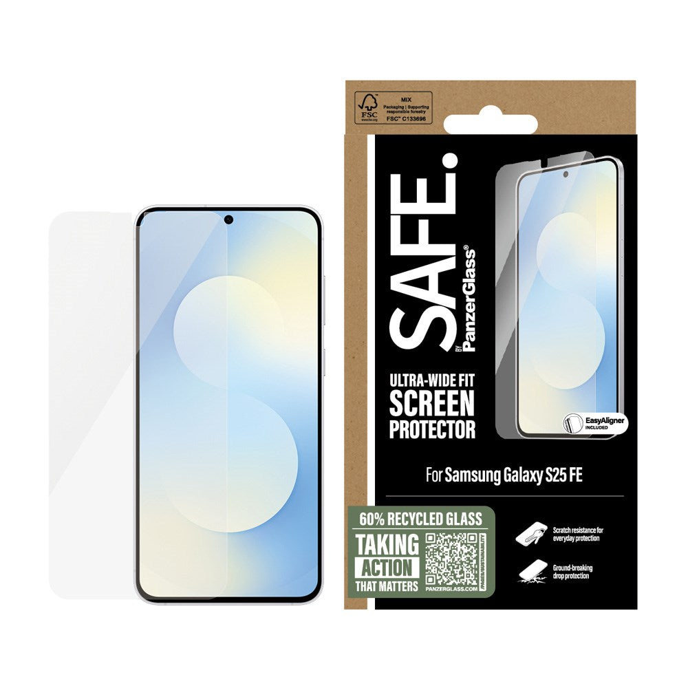 SAFE by PanzerGlass - Samsung Galaxy S25 FE - Ultra-Wide Fit Skærmbeskyttelse - Gennemsigtig