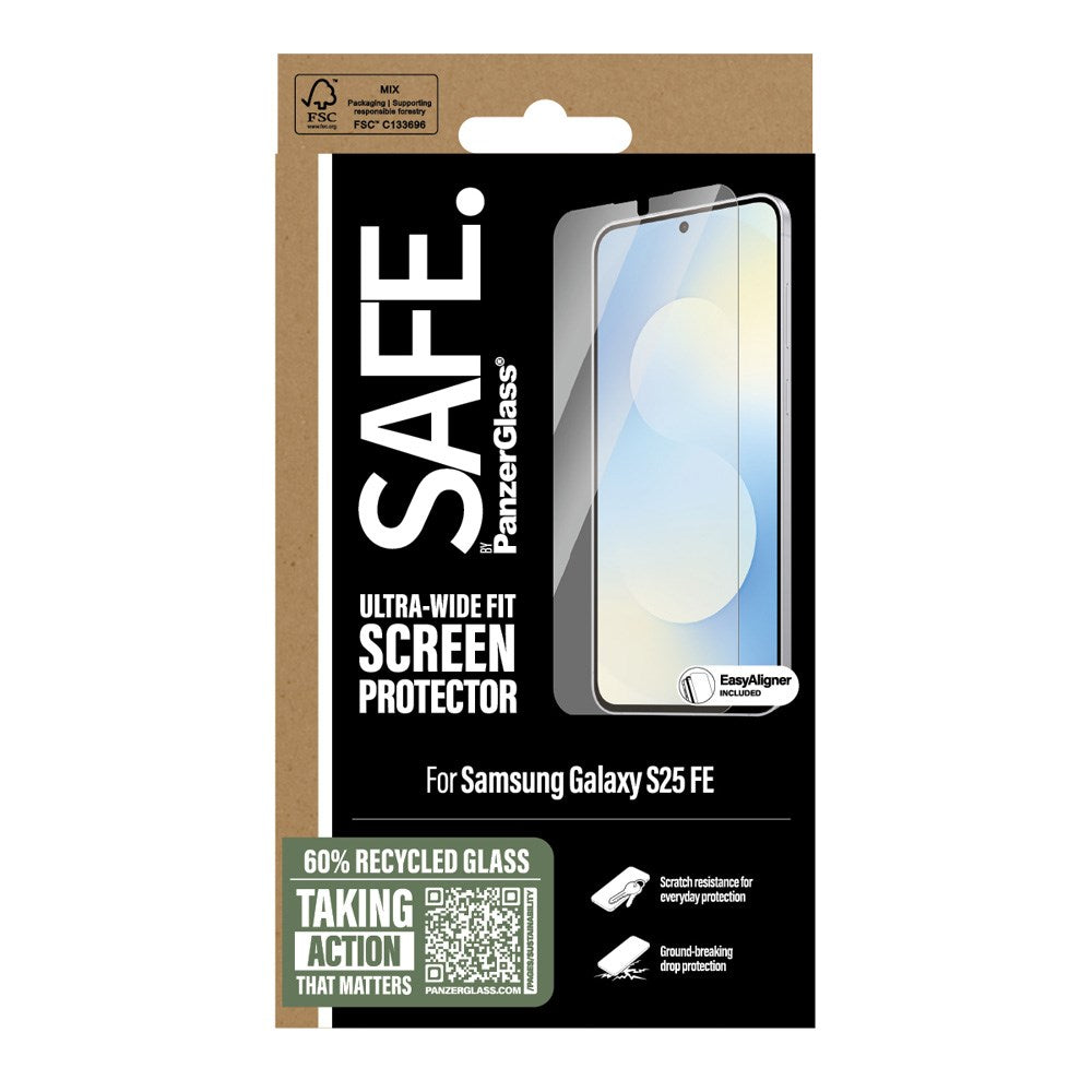 SAFE by PanzerGlass - Samsung Galaxy S25 FE - Ultra-Wide Fit Skærmbeskyttelse - Gennemsigtig
