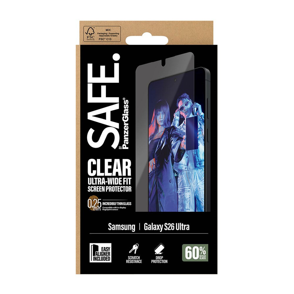 Samsung Galaxy S26 Ultra - SAFE by PanzerGlass Ultra-Wide Fit - Skærmbeskyttelse - Gennemsigtig