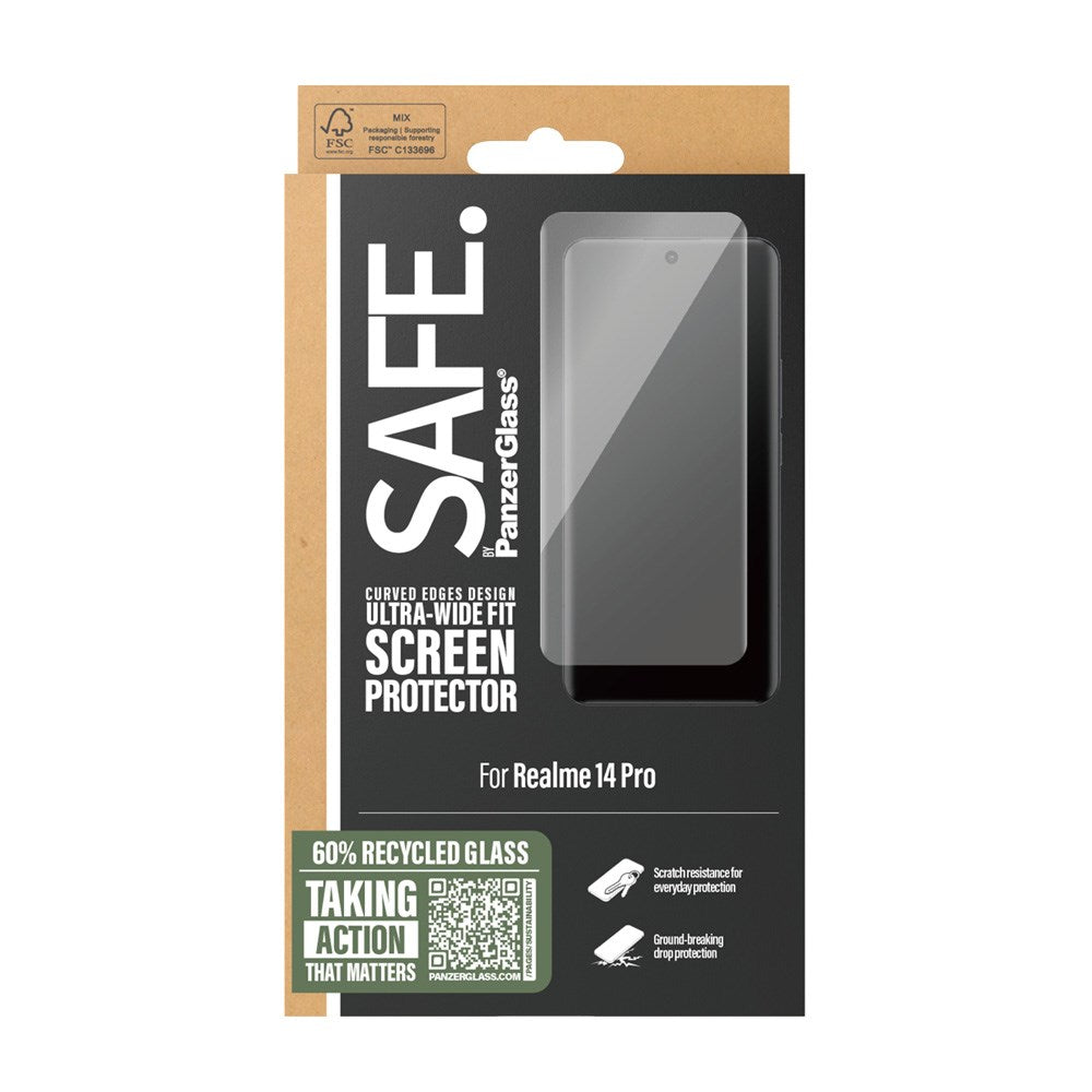 Realme 14 Pro SAFE by PanzerGlass - Ultra-Wide Fit - Skærmbeskyttelse - Gennemsigtig