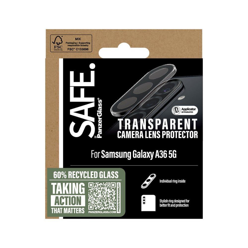 Samsung Galaxy A36 (5G) Safe By PanzerGlass Genanvendt Kameralinsebeskyttelsesglas - Gennemsigtig