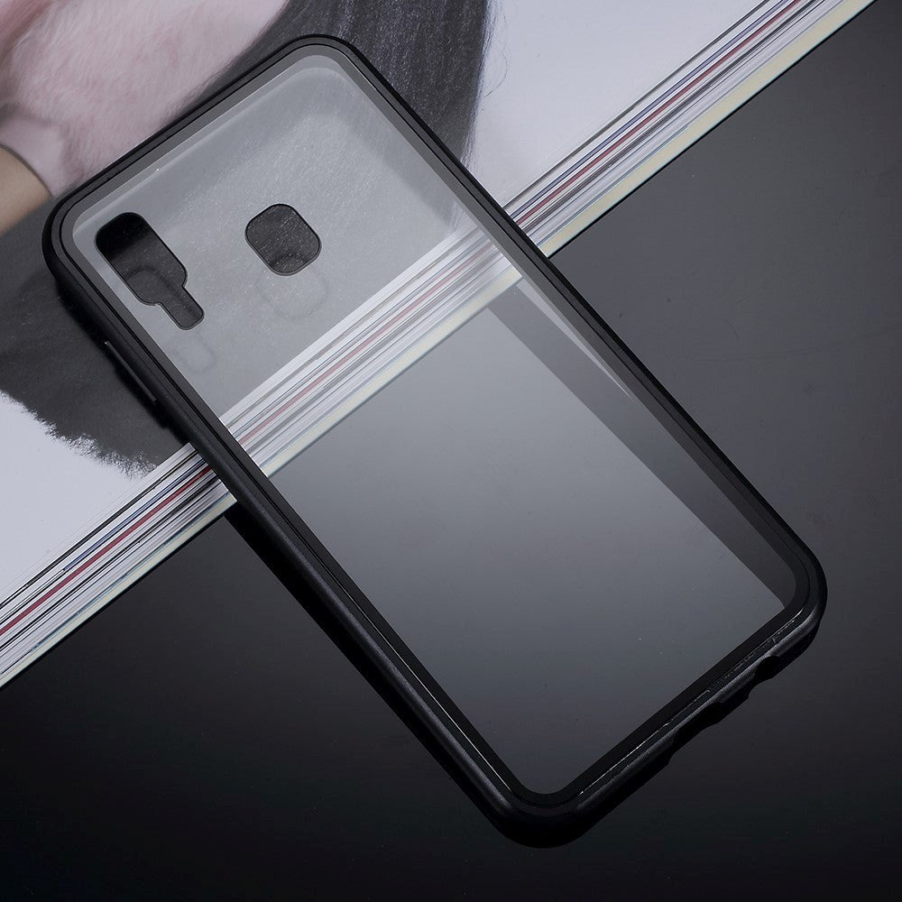 Samsung Galaxy A30 Magnetisk Cover m. Glasbagside - Sort