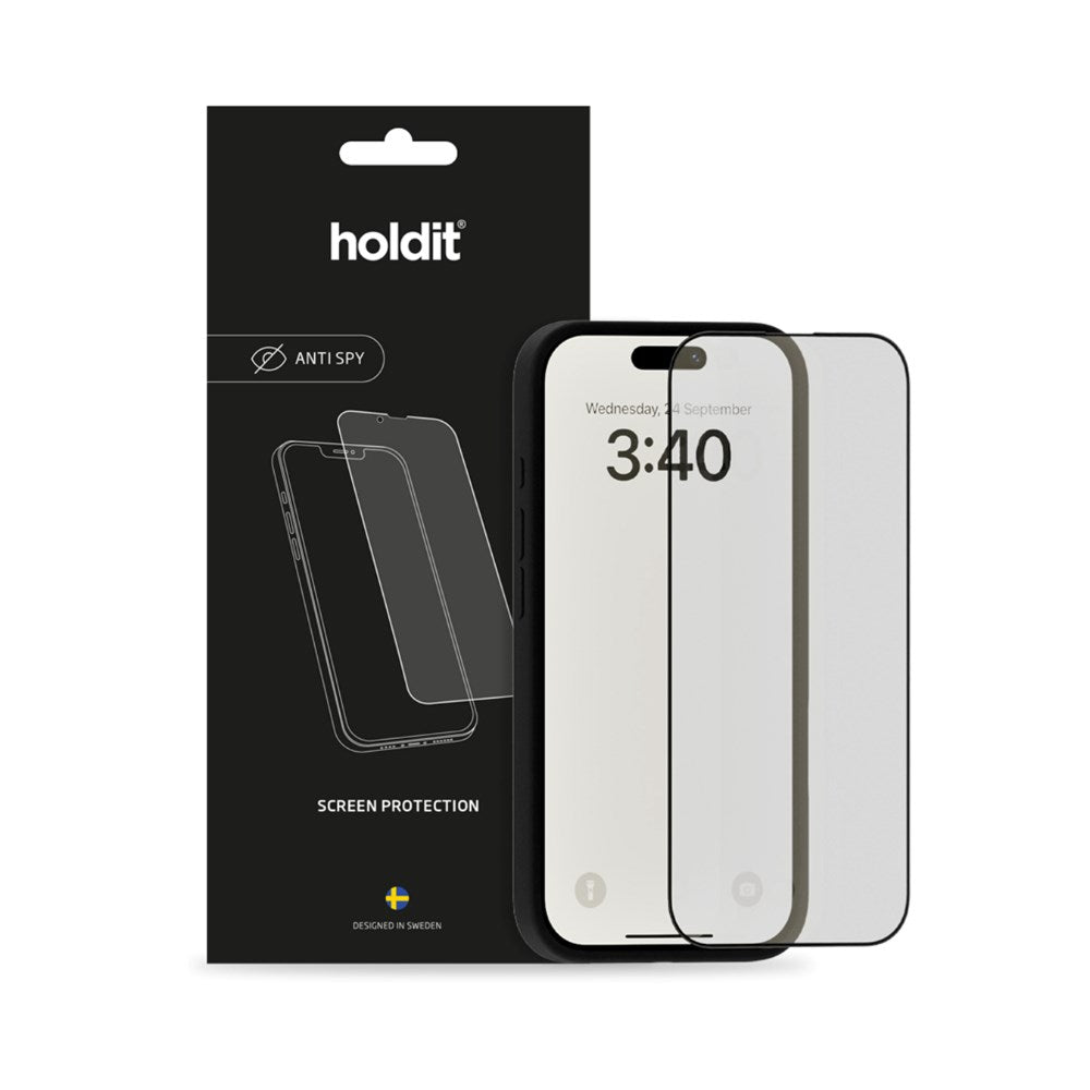 Holdit iPhone 17 / 17 Pro / 16 Pro Hærdet Skærmbeskyttelsesglas m. Privacy Funktion - Gennemsigtig