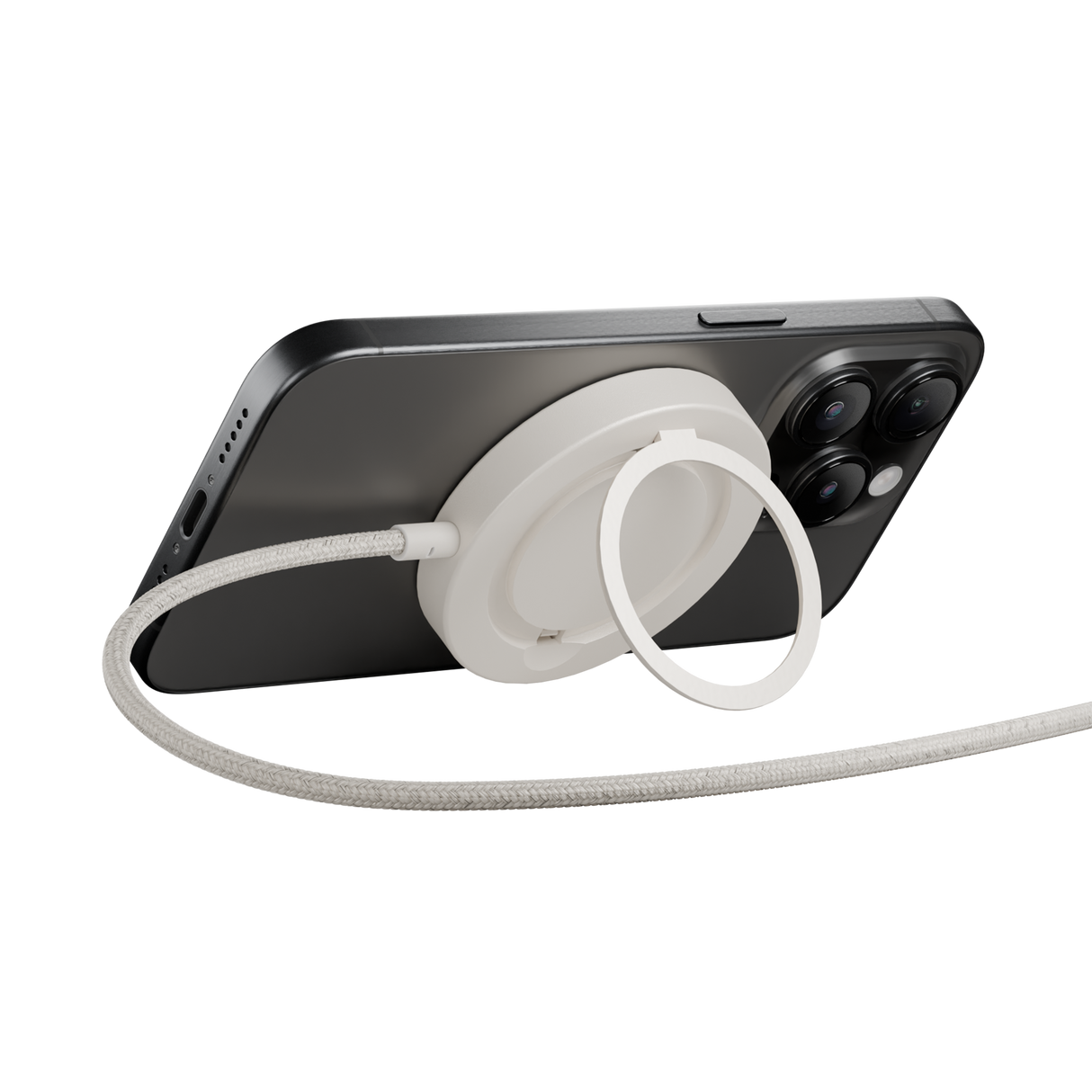 Magnetisk Trådløs Oplader m. Ståfunktion - Native Union Snapstand - Qi2 - Beige