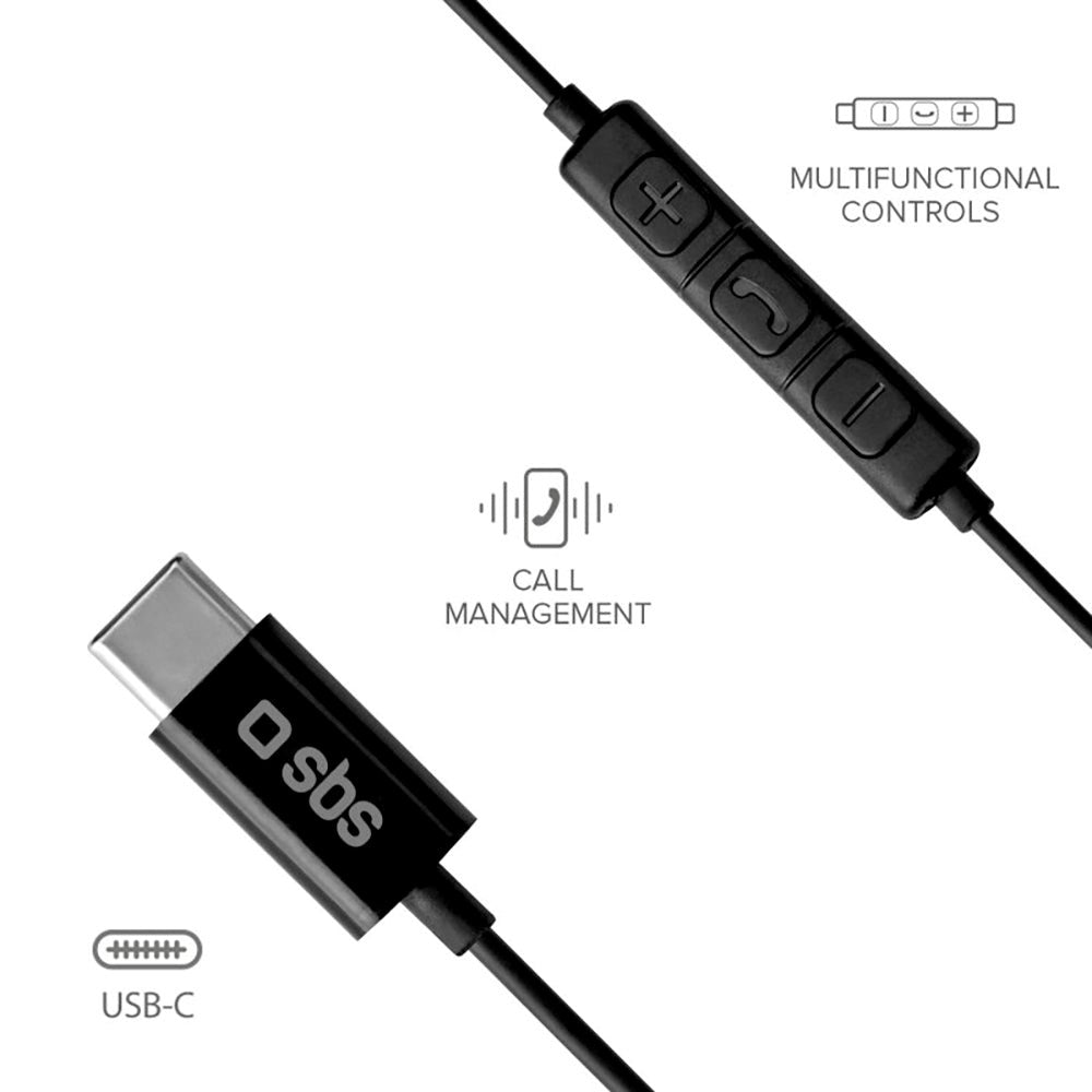 SBS Studio Mix 100c Høretelefon In-Ear m. USB-C & Mikrofon - Sort