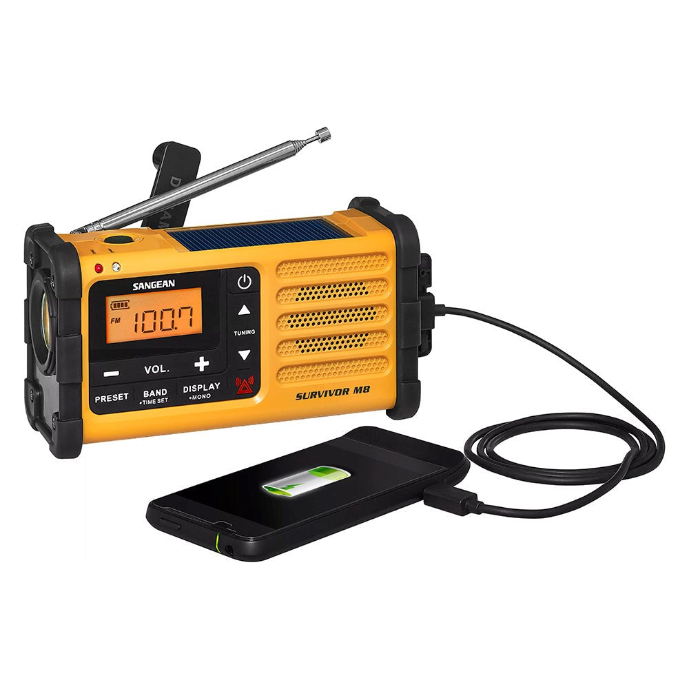 SANGEAN Survivor M8 Håndværker Radio - Sort / Gul