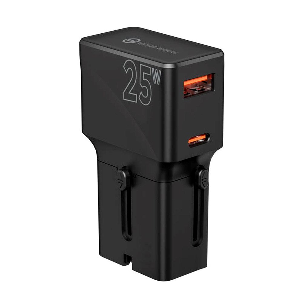 Rejse Adapter EU/US/UK/AU 25W - Mobile Origin - Sort
