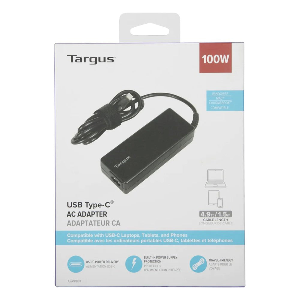 Targus APA108 USB-C AC 100W Adapter m. Power Delivery - Sort