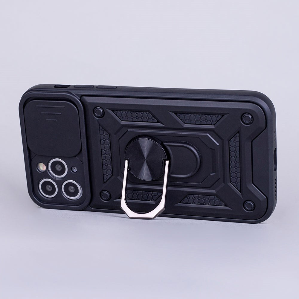 iPhone 12 / 12 Pro Defender Håndværker Bagside Cover m. Magnetisk Kickstand & Cam Slider - Sort