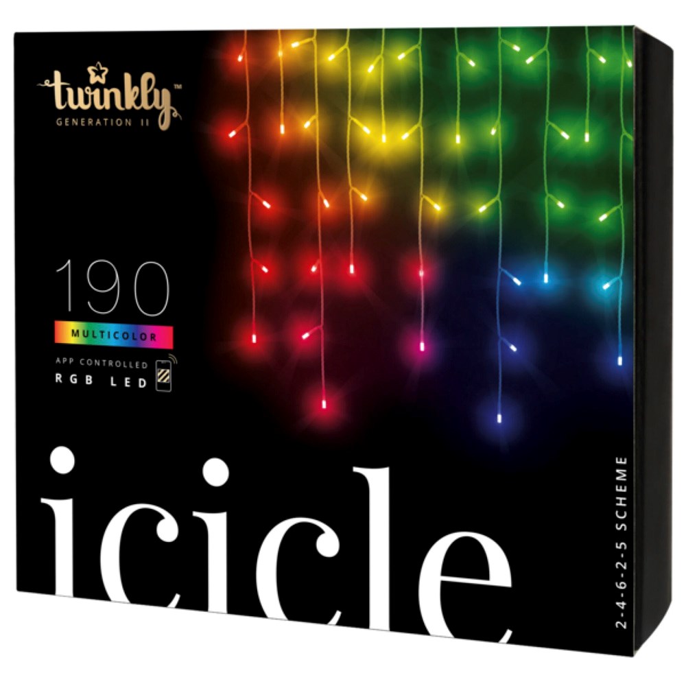 Twinkly 190L RGB Icicle 5m Lyskæde - Fleksibel Belysning med Hvid Ledning