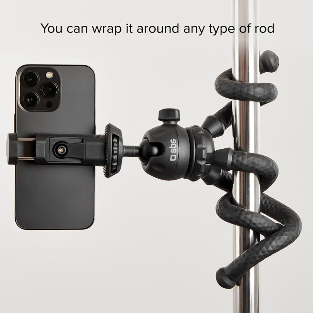 SBS Squid Tripod Pro - Stativkit til Smartphone / Kamera - Max Mobil: 60 - 95mm - Sort