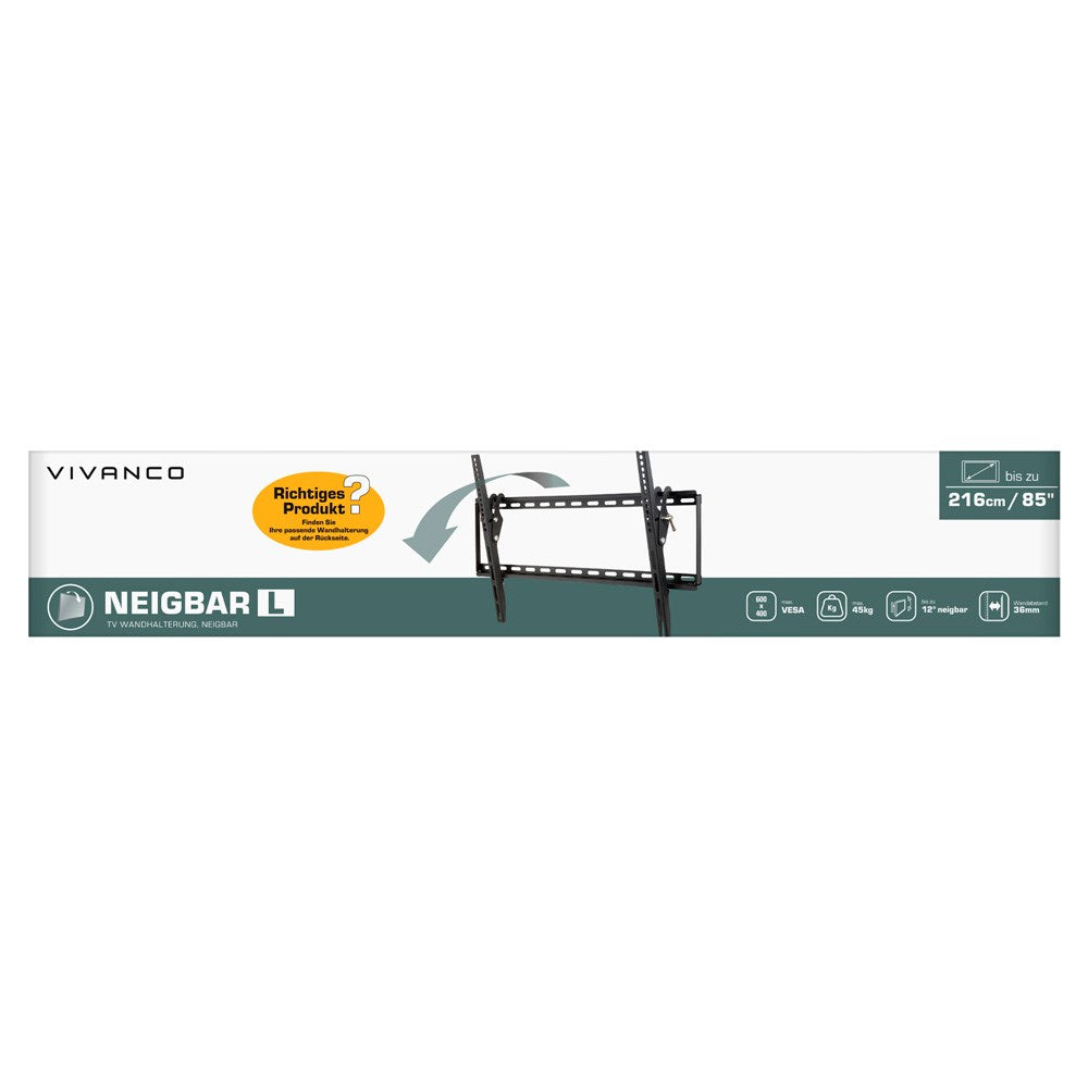 Vivanco TV Vægbeslag m. Vippefunktion til 45kg / 85" - Sort