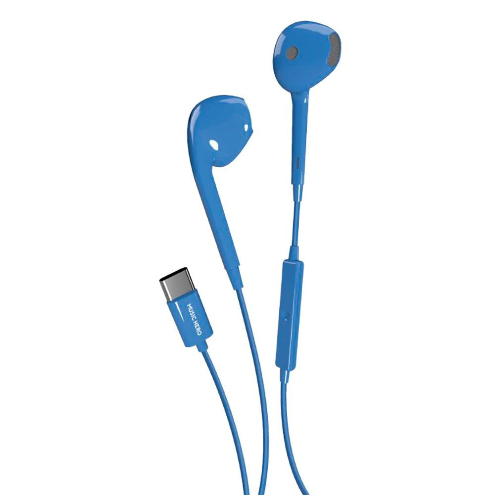 MUSIC HERO Tubb Stereo In-Ear Headset m. USB-C & Mikrofon - Blå