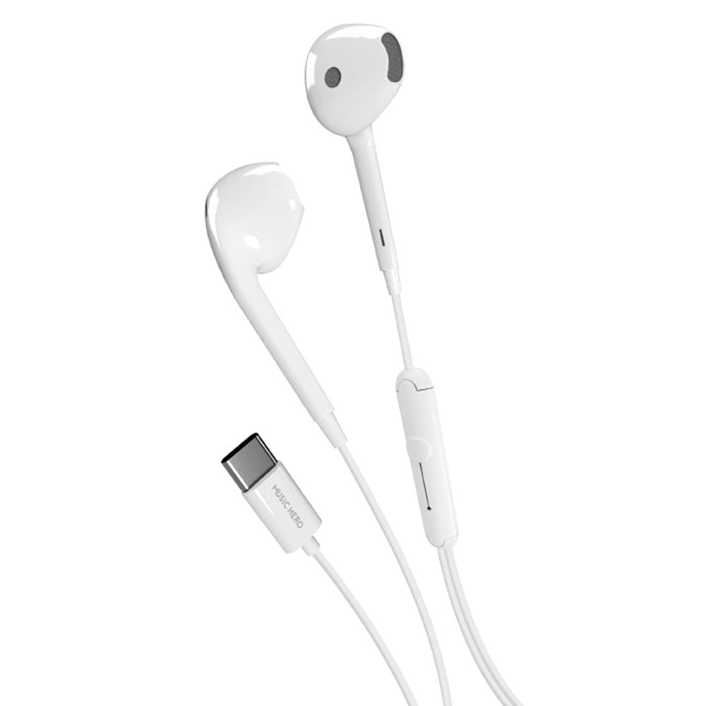 MUSIC HERO Tubb Stereo In-Ear Headset m. USB-C & Mikrofon - Hvid
