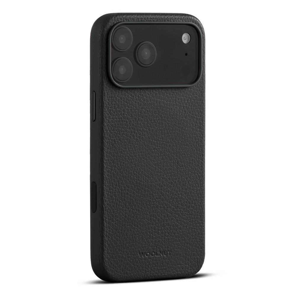 iPhone 17 Pro Max - WOOLNUT Ægte Læder Bagside Cover - MagSafe Kompatibel - Sort