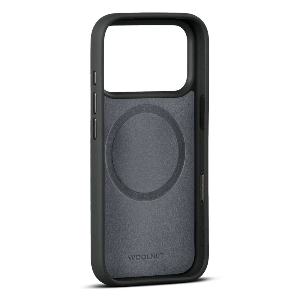WOOLNUT iPhone 18 Pro Ægte Læder Bagside Cover - MagSafe Kompatibel - Sort