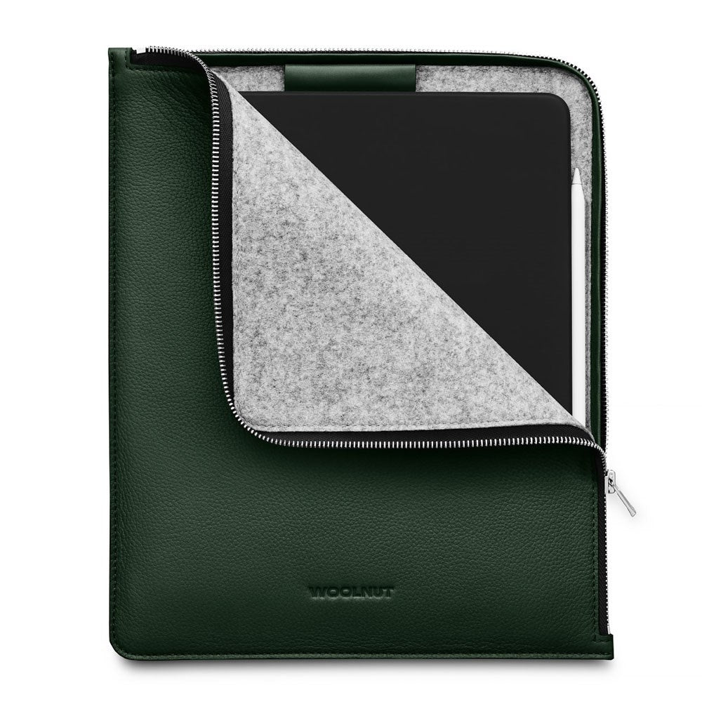 iPad / Tablet (26.5 x 32.5 cm) Woolnut Sleeve - Ægte Læder - Grøn